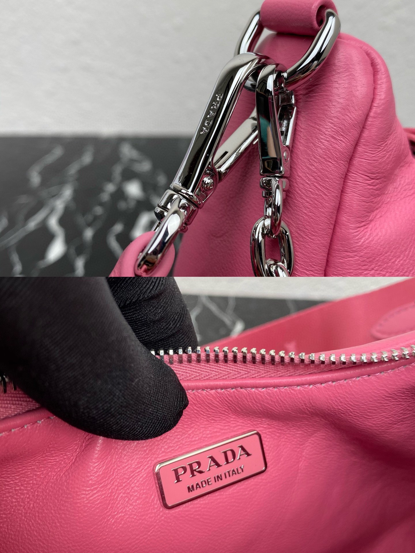 Prada Padded Nappa Leather Re Edition 2005 Shoulder Bag Geranium Pink 1BH204